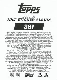 2020-21 Topps NHL Sticker Collection #381 Evgeni Malkin Back