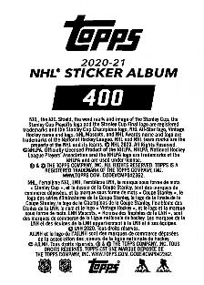2020-21 Topps NHL Sticker Collection #400 Timo Meier Back