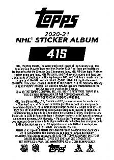 2020-21 Topps NHL Sticker Collection #415 Vladimir Tarasenko Back