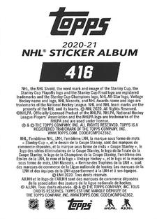 2020-21 Topps NHL Sticker Collection #416 Jordan Binnington Back