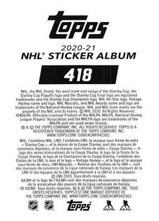 2020-21 Topps NHL Sticker Collection #418 Brayden Schenn Back