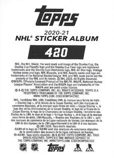 2020-21 Topps NHL Sticker Collection #420 Alex Pietrangelo Back