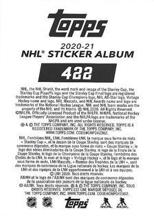 2020-21 Topps NHL Sticker Collection #422 Zach Sanford Back