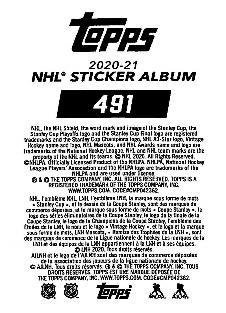 2020-21 Topps NHL Sticker Collection #491 Chandler Stephenson Back