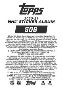 2020-21 Topps NHL Sticker Collection #506 T.J. Oshie Back