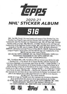2020-21 Topps NHL Sticker Collection #516 Mark Scheifele Back