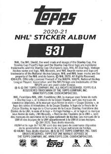 2020-21 Topps NHL Sticker Collection #531 Adam Fox Back
