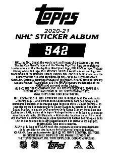 2020-21 Topps NHL Sticker Collection #542 Sam Lafferty Back