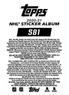 2020-21 Topps NHL Sticker Collection #581 Carey Price Back