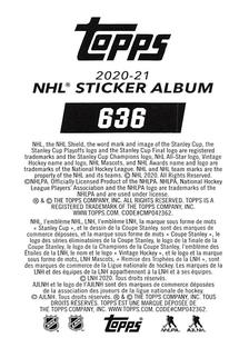 2020-21 Topps NHL Sticker Collection #636 Marian Gaborik Back