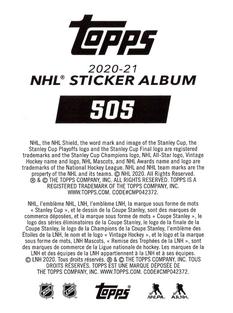 2020-21 Topps NHL Sticker Collection #505 John Carlson Back