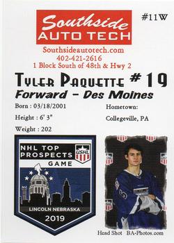 2018-19 Southside Auto Tech NHL Top Prospects Game USHL Team West #11W Tyler Paquette Back