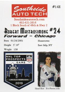2018-19 Southside Auto Tech NHL Top Prospects Game USHL Team East #14E Robert Mastrosimone Back