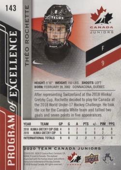 2020-21 Upper Deck Team Canada Juniors #143 Theo Rochette Back