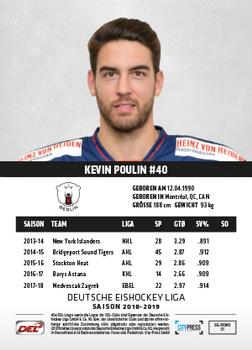2018-19 Playercards (DEL) - Promos #DEL-PROMO 01 Kevin Poulin Back