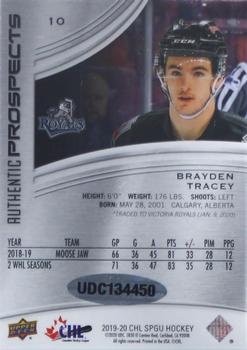 2019-20 SP Game Used CHL - Uniform #'d Autographs #10 Brayden Tracey Back