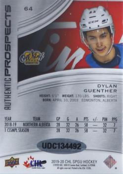 2019-20 SP Game Used CHL - Uniform #'d Autographs #64 Dylan Guenther Back