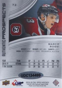 2019-20 SP Game Used CHL - Uniform #'d Autographs #72 Marco Rossi Back