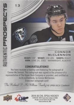 2019-20 SP Game Used CHL - Blue Autographs #13 Connor McClennon Back