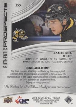 2019-20 SP Game Used CHL - Blue Autographs #20 Jamieson Rees Back