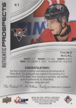 2019-20 SP Game Used CHL - Blue Autographs #41 Thimo Nickl Back