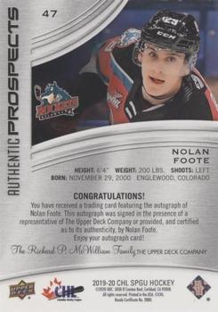 2019-20 SP Game Used CHL - Blue Autographs #47 Nolan Foote Back