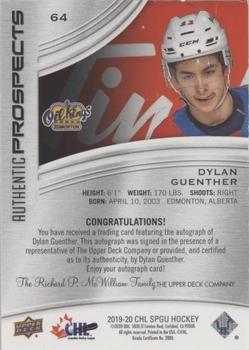2019-20 SP Game Used CHL - Blue Autographs #64 Dylan Guenther Back