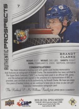 2019-20 SP Game Used CHL - Red Autograph Patches #7 Brandt Clarke Back