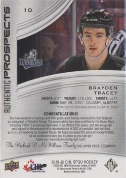 2019-20 SP Game Used CHL - Red Autograph Patches #10 Brayden Tracey Back