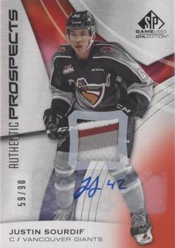 2019-20 SP Game Used CHL - Red Autograph Patches #17 Justin Sourdif Front