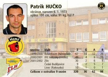 2002-03 OFS Plus (ELH) #31 Patrik Hucko Back