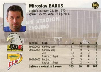 2002-03 OFS Plus (ELH) #104 Miroslav Barus Back