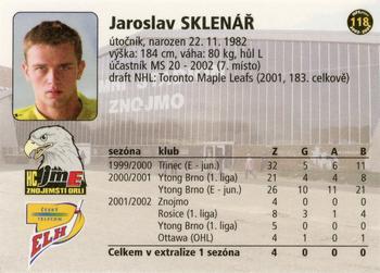 2002-03 OFS Plus (ELH) #118 Jaroslav Sklenar Back