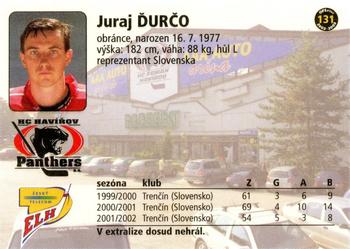 2002-03 OFS Plus (ELH) #131 Juraj Durco Back