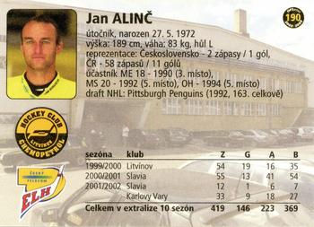 2002-03 OFS Plus (ELH) #190 Jan Alinc Back