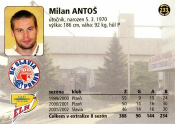 2002-03 OFS Plus (ELH) #233 Milan Antos Back