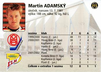 2002-03 OFS Plus (ELH) #323 Martin Adamsky Back
