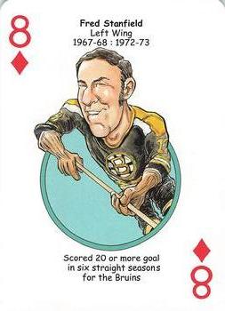 2013 Hero Decks Boston Bruins Hockey Heroes Playing Cards #8♦ Fred Stanfield Front