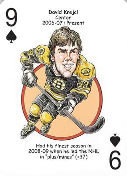 2013 Hero Decks Boston Bruins Hockey Heroes Playing Cards #9♠ David Krejci Front