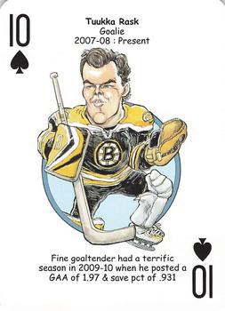 2013 Hero Decks Boston Bruins Hockey Heroes Playing Cards #10♠ Tuukka Rask Front