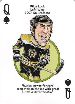 2013 Hero Decks Boston Bruins Hockey Heroes Playing Cards #Q♠ Milan Lucic Front