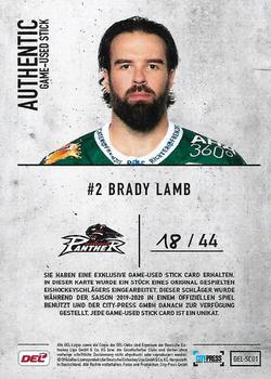 2019-20 Playercards (DEL) - Stickcards #SC01 Brady Lamb Back