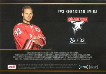 2019-20 Playercards (DEL) - Signature Jersey Cards #SJ07 Sebastian Uvira Back