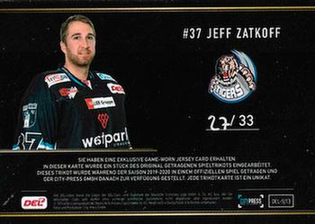 2019-20 Playercards (DEL) - Signature Jersey Cards #SJ13 Jeff Zatkoff Back