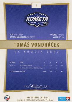 2015-16 OFS Classic Série I #1 Tomas Vondracek Back