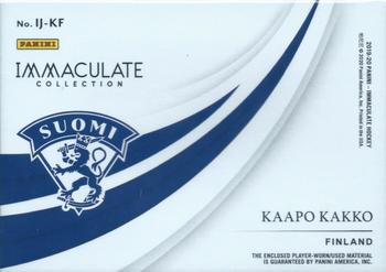 2019-20 Panini Immaculate Collection - Immaculate Jumbo Jersey /3 #IJ-KF Kaapo Kakko Back
