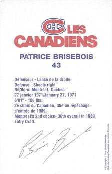 1997-98 Montreal Canadiens Postcards #NNO Patrice Brisebois Back