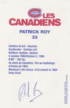 1993-94 Montreal Canadiens Team Issue #NNO Patrick Roy Back