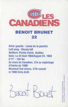 1992-93 Montreal Canadiens #NNO Benoit Brunet Back