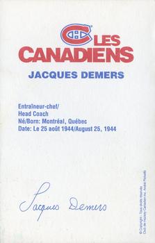 1992-93 Montreal Canadiens #NNO Jacques Demers Back